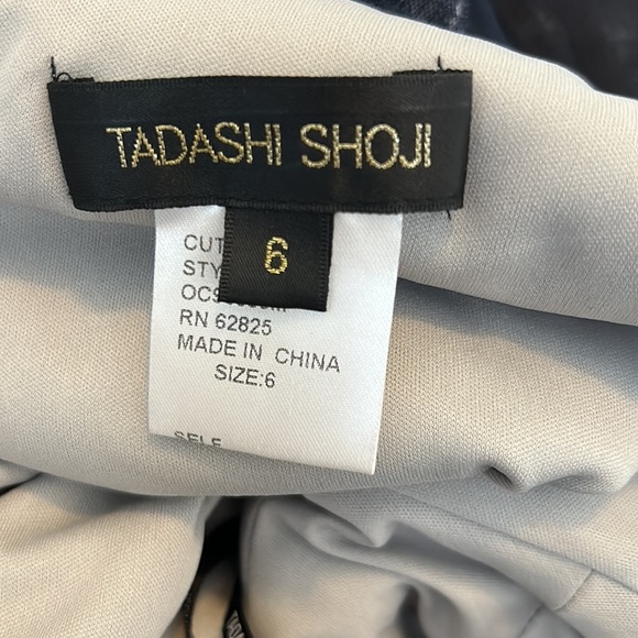 Tadashi Shoji Navy/Black Mesh Sequin One Shoulder Dress - Picture 10 of 12